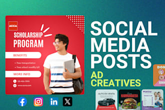 design posts for facebook, instagram, linkedin, and twitter