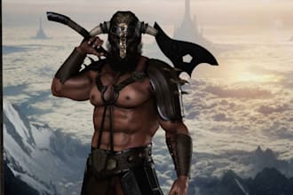 npc character model, skyrim armor, bake texture uv mapping ue5, clean topology