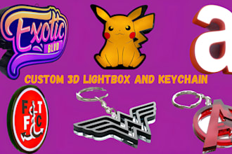 design 3d lightbox, 3d keychain, wall decor, 3d logo, 3d text, for 3d printing