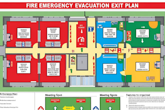 design fire emergency evacuation exit plan, map, diagram