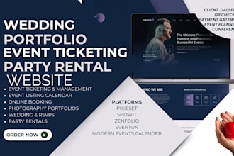 build event wedding event listings calendar  portfolio booking website ticketing