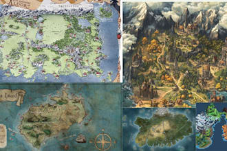 create a fantasy map for dnd campaign rpg game battle map or world map