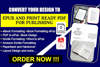 convert self help or guidebooks to epub and print ready PDF for publishing