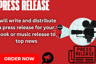 write and distribute a press release for your book or music release to top news