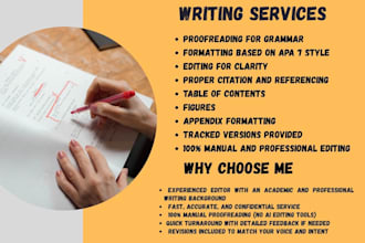 format, proofread, and edit research projects in apa 7 style