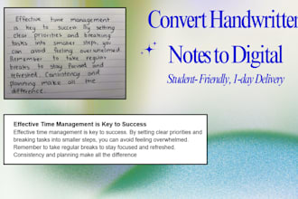 type your handwritten notes into word or PDF etc