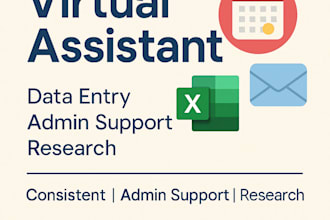 be your monthly virtual assistant for data entry and admin support