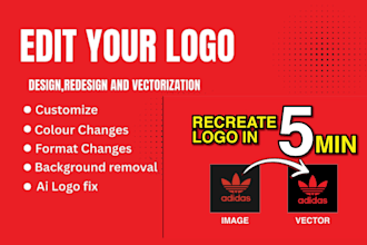 modify, fix, recreate, or redesign your logo into a clean vector design