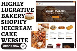 design bakery shopify pastry dessert pizza store ice cream cake bakery website