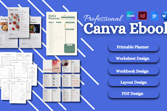 design canva ebook, workbook, worksheet, magazine layout, printable planner KDP