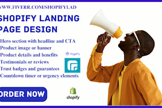 design shopify landing page product landing page gempages ecomposer pageflyer