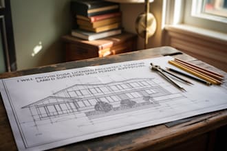 usa licensed architect stamp and land surveying report plans for permit approval