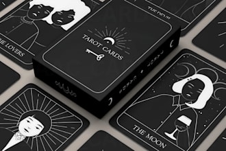draw custom tarot card, zodiac, oracle, playing card, tcg with box design