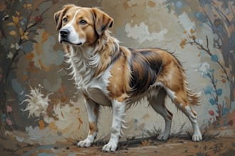 turn your dog, cat or any pet portrait into digital painting