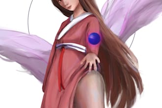 paint a semi realistic character illustration with soft lighting and style