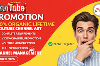 design your youtube channel art, channel management, video SEO, monetize ranking
