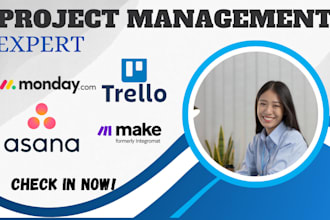 do project managementon monday crm asana trello  click up make com automation
