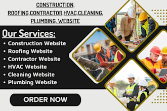 design roofing, contractor, construction, hvac, cleaning, plumbing website