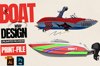 do boat wrap design, car wrap, van wrap, truck wrap, vehicle wrap design