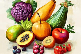 illustrate digitally realistic botanical fruits or veggies