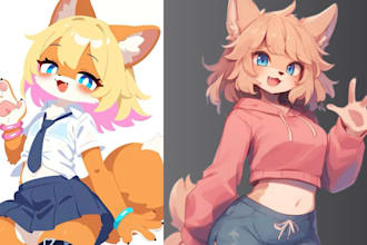 create custom furry art character design and digital illustration