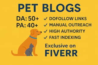 publish pet niche guest post on high da dog or cat blog with backlink