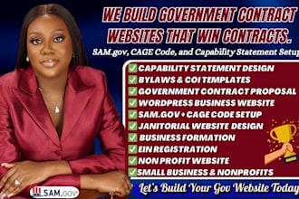 design government contract website, capability statement rfp business website
