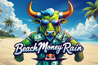 make unique rich bull beach logo for your company