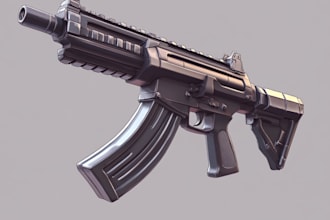 do a 3d weapon illustration for gaming