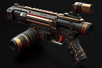 do a 3d weapon illustration for gaming