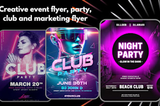 design creative event flyer, party, club and marketing flyer