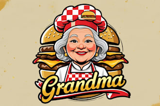 make outstanding grandma burger logo with express delivery