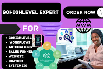 set up gohighlevel workflows automations sales funnel website chatbot systeme io