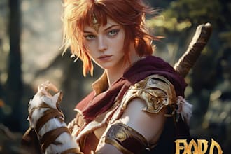 draw amazing fantasy stained glass art for your character