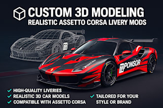 3d car model assetto corsa mod iracing livery for simracing skin car wrap design