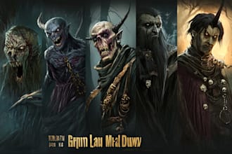 draw realistic fantasy horror character and concept art