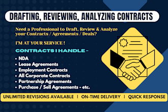 draft, review your contracts or do due diligence on it
