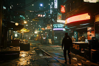 make cyberpunk scifi futuristic city for your project