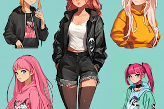 draw an anime character illustration for commercial use
