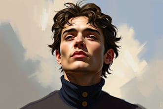 draw realistic digital oil painting portrait