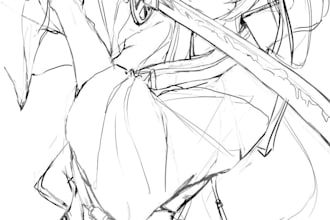do 2d traditional line art frame by frame animation comic line art illustration