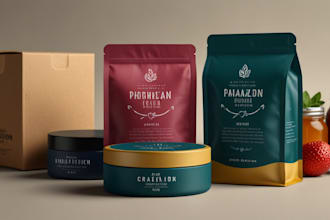 create a product packaging design, amazon, food, cosmetic