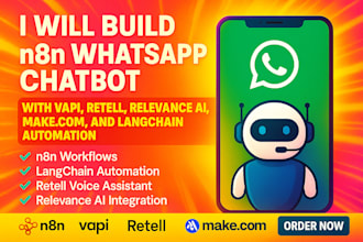 do n8n whatsapp chatbot vapi retell relevance ai make com automation langchain