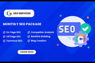 complete monthly SEO service with high quality backlinks for google top ranking