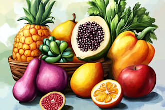 draw realistic illustrations of flowers, plants, fruits, etc