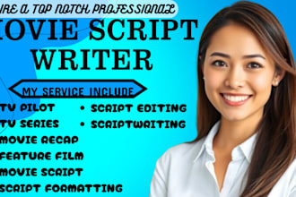 do movie script writing, youtube video script, true crime, short stories reels