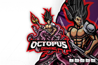 do cute octopus man mascot logo design