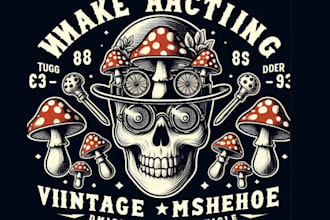 make mushroom retro vintage t shirt logo