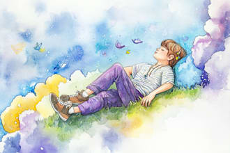 draw a watercolor landscape illustration