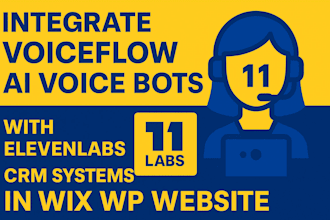 integrate voiceflow ai voice bots with elevenlabs  CRM systems in wix wp website